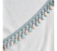 GAOGaoxin 3 Meters Elegant Tassel Fringe Trim - Premium Polyester Beaded Curtain Accessories for Home Decor, Sewing, and Tablecloths(Light Blue)