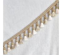 GAOGaoxin 3 Meters Elegant Tassel Fringe Trim - Premium Polyester Beaded Curtain Accessories for Home Decor, Sewing, and Tablecloths(Khaki)