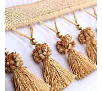 GAOGaoxin 5 Meters Polyester Tassel Fringe Trim - Durable Curtain Edging Ribbon for DIY Crafts, Tablecloths, and Garments(Light Brown)