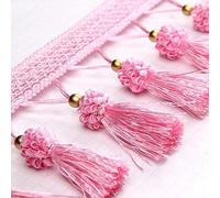 GAOGaoxin 5 Meters Polyester Tassel Fringe Trim - Durable Curtain Edging Ribbon for DIY Crafts, Tablecloths, and Garments(Pink Colour)