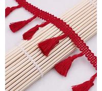 GAOGaoxin 5 Yards Cotton Tassel Fringe Trim for Sewing - Elegant Lace Trimming for Curtains, Tablecloths, and DIY Crafts(Red)