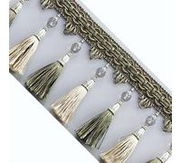 GAOGaoxin Elegant 1 Meter Beaded Tassel Fringe Trim - Decorative Sewing Ribbon for Lampshades, Cushions, and DIY Crafts(Light Green)