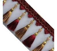 GAOGaoxin Elegant 1 Meter Beaded Tassel Fringe Trim - Decorative Sewing Ribbon for Lampshades, Cushions, and DIY Crafts(Wine Red)