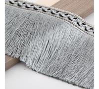 GAOGaoxin Elegant 13 Meters Polyester Tassel Fringe Trim for Curtains, Dresses, and Home Decor - DIY Sewing Accessories(Silver Gray)