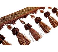GAOGaoxin Elegant 2 Meters Braided Beaded Tassel Fringe Trim for Home Decor - Perfect for Curtains, Tablecloths, and Sewing Crafts(Curry)