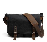 GAOHONGMEI Maletín de lona retro para hombre, bolso de hombro retro, bolsa de mensajero, bolsa de viaje, bolso cruzado casual para pesca, camping, senderismo, trabajo, compras, escuela, Black
