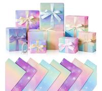 GAOHUI 8 papeles de regalo, papel de regalo de cumpleaños degradado arcoíris para mujeres y niñas, papel de regalo para Navidad, Año Nuevo, Día de la Madre, Día de San Valentín, Pascua