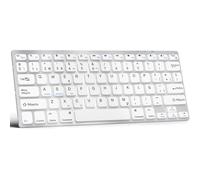 GAOJIE Teclado Inalámbrico Compatible con iPad 10.2''/10.9''/9.7'', iPad Pro 11''/12.9''/13 '', iPad Air 11''/13''/iPad Mini/iPhone, Teclado Bluetooth para Windows, iOS, Android(Blanco Plateado)