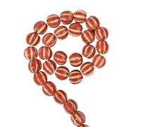 GAOJUDAF 28 cuentas de cerámica for manualidades con diseño floral de calabaza, cuentas espaciadoras naranjas de 11,5 x 2,3 mm, resistentes a las grietas.(Red)