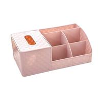 GAOJUNAN Almacenaje Maquillaje Caja De Almacenamiento Cosméticos Plástico con Pañuelos, Artículos Diversos, Organizador Maquillaje Escritorio Habitacion(Pink)