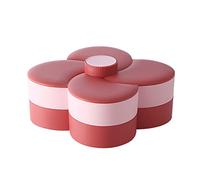 GAOJUNAN Bowl Frutero Decorativo de Cocina Caja de frutas giratorias creativas dulces Pétalo plástico Placa fruta dividida Snack Candy Nuts Tats Almacenamiento Encimera de Cocina(Red pink)