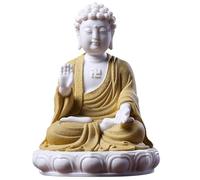 GAOJUNAN Estatua Buda Decoración Zen Patio Estatuas De Buda Cerámica 6,7 Pulgadas para Decoración del Hogar, Pequeña Estatua, Interior Y Exterior Figuras de Budas(Yellow)