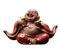 GAOJUNAN Estatua Buda Decoración Zen Patio Pequeña Estatua De Buda Sonriente Feliz Linda Figura Monje Figuras de Budas(D)