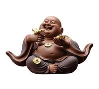 GAOJUNAN Estatua Buda Decoración Zen Patio Pequeña Estatua De Buda Sonriente Feliz Linda Figura Monje Figuras de Budas(B)