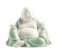 GAOJUNAN Estatua Buda Decoración Zen Patio Pequeña Estatua De Cerámica Buda Sonriente Feliz Afortunada para La Buena Suerte Y Prosperidad Figuras de Budas(F)