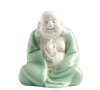 GAOJUNAN Estatua Buda Decoración Zen Patio Pequeña Estatua De Cerámica Buda Sonriente Feliz Afortunada para La Buena Suerte Y Prosperidad Figuras de Budas(E)