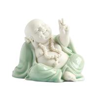 GAOJUNAN Estatua Buda Decoración Zen Patio Pequeña Estatua De Cerámica Buda Sonriente Feliz Afortunada para La Buena Suerte Y Prosperidad Figuras de Budas(A)