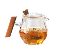 GAOJUNAN Tetera Tradicional,China Esta Tetera Octogonal De Cristal con Asa Y Tapa Madera Es Perfecta For El Hogar Amante(Transparent)