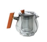 GAOJUNAN Tetera Tradicional,China Esta Tetera Octogonal De Cristal con Asa Y Tapa Madera Es Perfecta For El Hogar Amante(Black)