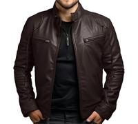 GaoLeAve primavera verano ropa de hombre chaqueta de cuero para hombre cuello alto abrigo de cuero punk chaqueta de cuero para hombre primavera y otoño, L