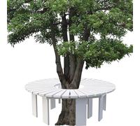 Gaommini Asientos al Aire Libre, Banco Circular Envolvente para árbol, Bancos de Parque para Patio de Madera Maciza, Asiento de Ocio con Listones para Taburete de jardín Trasero(Blanco,Half Round)