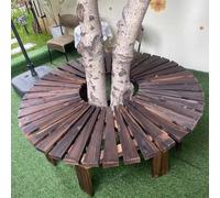 Gaommini Banco de Patio Curvo Bancos de jardín con Listones | Banco de árbol al Aire Libre Envolvente | Soporte para Plantas Banco de Parque para Patio Trasero Resistente a la Intemperie(Round)