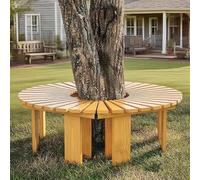 Gaommini Bancos de jardín para Patio al Aire Libre | Taburete de Ocio con Listones de Madera Maciza | Banco Envolvente para árbol | Asiento de árbol Resistente a la Intemperie(marrón,Round)