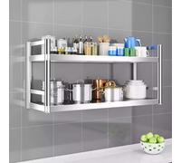 Gaommini Estantes flotantes de Acero Inoxidable de 2 Niveles para Cocina, Almacenamiento de ollas y sartenes, Estante Colgante de Pared para restaurantes, Bares, vinotecas y Flores.(120X35X55CM)