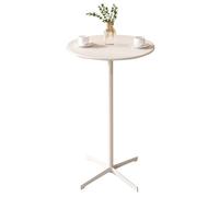 Gaommini Mesa de Comedor Redonda para Desayuno, Mesa de Bar Alta, Mesa de Bar para Exteriores, Mesa de bistró con Tablero Fijo y Base Estable, Mesa Auxiliar Redonda pequeña de Metal.(Blanco,B)