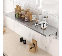 Gaommini Mesa para desayunador de Cocina, Estante para Especias, Mesa Plegable montada en la Pared, Mesa de Comedor de Hoja abatible, estación de Trabajo de Acero Inoxidable(L60xW50cm/L24xW20in)
