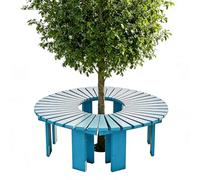 Gaommini Panchina per Albero avvolgente, panchine da esterno semicircolari Sgabello da giardino in Legno, Panca da giardino Senza schienale per sedia da Cortile per Portico da giardino(Azul,Round)