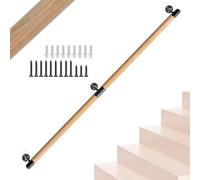 Gaommini Pasamanos de Madera para escaleras Interiores Barandilla de Escalera montada en la Pared - 1m 2m 3m 3,5m 4,5m 5m 6m, pasamanos de Escalera para Porche terraza Corredor lofts jardín(A,240cm)