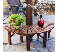 Gaommini Taburete De Flores Curvo Banco De Árbol Semicircular Banco De Jardín De Parque | Asiento Envolvente para árbol, Asiento de Madera para Patio | Bancos al Aire Libre(Half Round)