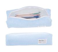 Gaomoeny Estuche de pana azul delgado con cremallera para niñas, niños, adultos, mujeres, hombres, escuela, oficina, universidad, color, Diseño simple de un solo bolsillo