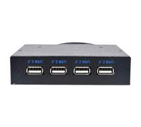 Gaoominy 3,5 Pulgadas Bahía de Disquete 4 Puertos USB 2.0 Concentrador Usb2.0 Panel Frontal Adaptador de Expansión Conector Soporte con Cable de 10 Pines para Escritorio