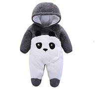 Gaorui Mameluco unisex de felpa con capucha para recién nacido, disfraz de animal, traje de invierno todo en uno, traje de nieve de dibujos animados, traje grueso, Panda, 0-3 meses