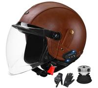 GAORUTO Casco De Motocicleta Abierto con Bluetooth Integrado - Homologado Según ECE 22.06 - Casco Jet para Hombres Y Mujeres Adultos D,M (55-56cm)