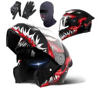 GAORUTO Casco Integral De Motocicleta Modular Homologado ECE 22.06 con Doble Visera para Adultos, Hombres Y Mujeres G,55-61CM