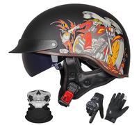 GAORUTO Casco Jet Abierto para Motocicleta, Homologado ECE 22.06, Estilo Alemán, con Visera Solar, para Adultos (Hombres y Mujeres) I,XL (59-60cm)