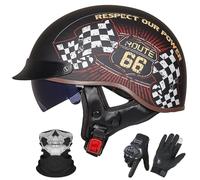 GAORUTO Casco Jet Abierto para Motocicleta, Homologado ECE 22.06, Estilo Alemán, con Visera Solar, para Adultos (Hombres y Mujeres) L,XXL (61-62cm)