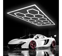 GAORUTO Hexágono LED Luz de Techo de Garaje, 5/14 Rejillas de Nido de Abeja Enlazable Luces de La Tienda Para El Taller de Almacén Gimnasio Sótano Cuidado de Coches Lavadero 14 HEX