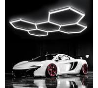 GAORUTO Hexágono LED Luz de Techo de Garaje, 5/14 Rejillas de Nido de Abeja Enlazable Luces de La Tienda Para El Taller de Almacén Gimnasio Sótano Cuidado de Coches Lavadero 5 HEX