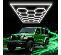 GAORUTO Luces LED Hexagonales para Garaje, Luz Blanca Diurna De 6500 K: Iluminación Conectable para Talleres, Ideal para Reformas De Garajes, Almacenes, Gimnasios Y Almacenamiento En Sótanos 14-Grid