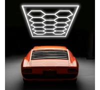 GAORUTO Luz LED Hexagonal para Garaje, 69 Tubos De Luz, 14 Luces Hexagonales Superbrillantes De 672 W, Conectables para Techo De Taller, Garaje, Almacén, Taller, Gimnasio, Sótano