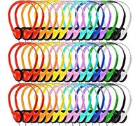 Gaosen Paquete de 50 auriculares a granel para niños, escuela, aula, al por mayor, con cable, ajustables, para estudiantes, niños, adolescentes, niños y adultos (GS857, 50 mezclados)