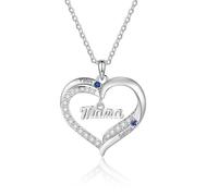 Gaosh Collar con Nombre Personalizado para Mamá Mujer Colgante de Corazón con Grabado Piedra Natal para Mujer Regalos el Día de la Madre Navidad (2 Nombre)