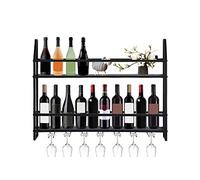 GAOUSD - Portabotellas de pared industrial para vino, contiene hasta 12 botellas de vino y 7 copas de pie, accesorios de vino colgados, para restaurantes, bares