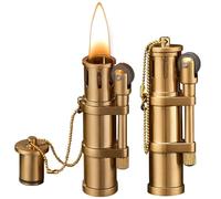 GAOUTO 2 mecheros de queroseno, encendedor de latón vintage, encendedor mecánico vintage, recargable, encendedor de llama de chorro, encendedor para cocina de camping (no contiene queroseno)