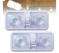 GAOUTO 2 unidades de 120 LED para iluminación interior del automóvil: 12 V-24 V LED iluminación interior con interruptor, 3 temperaturas de color regulable, 6500 K, luz blanca para coche, caravana