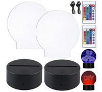 GAOUTO 2 unidades de base de luz LED, 7 colores de luces regulables, luz nocturna con mando a distancia y cable USB, base de pantalla LED para dormitorio, habitación infantil, salón, bar, tienda